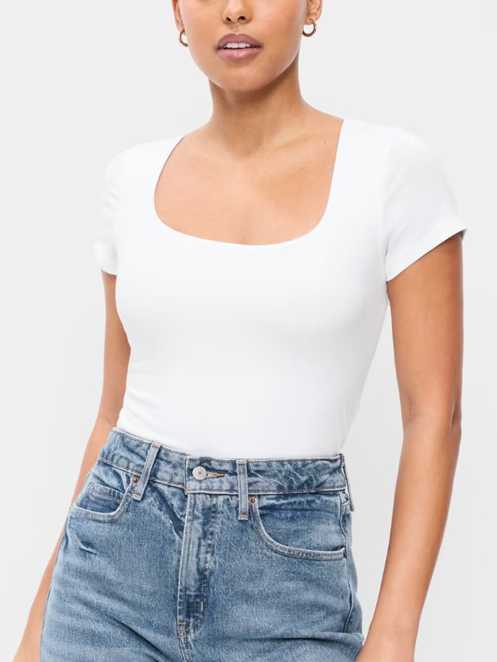Hug Double-Layer Scoop-Neck Top